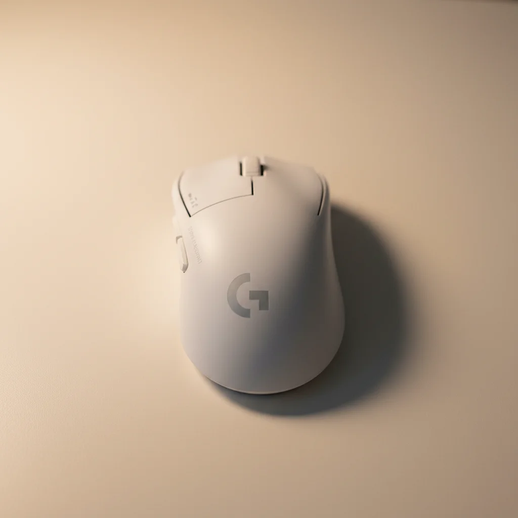 A top-down, clean studio shot of the white Logitech G Pro X Superlight 3 wireless gaming mouse, highlighting its minimalist design and smooth curves.