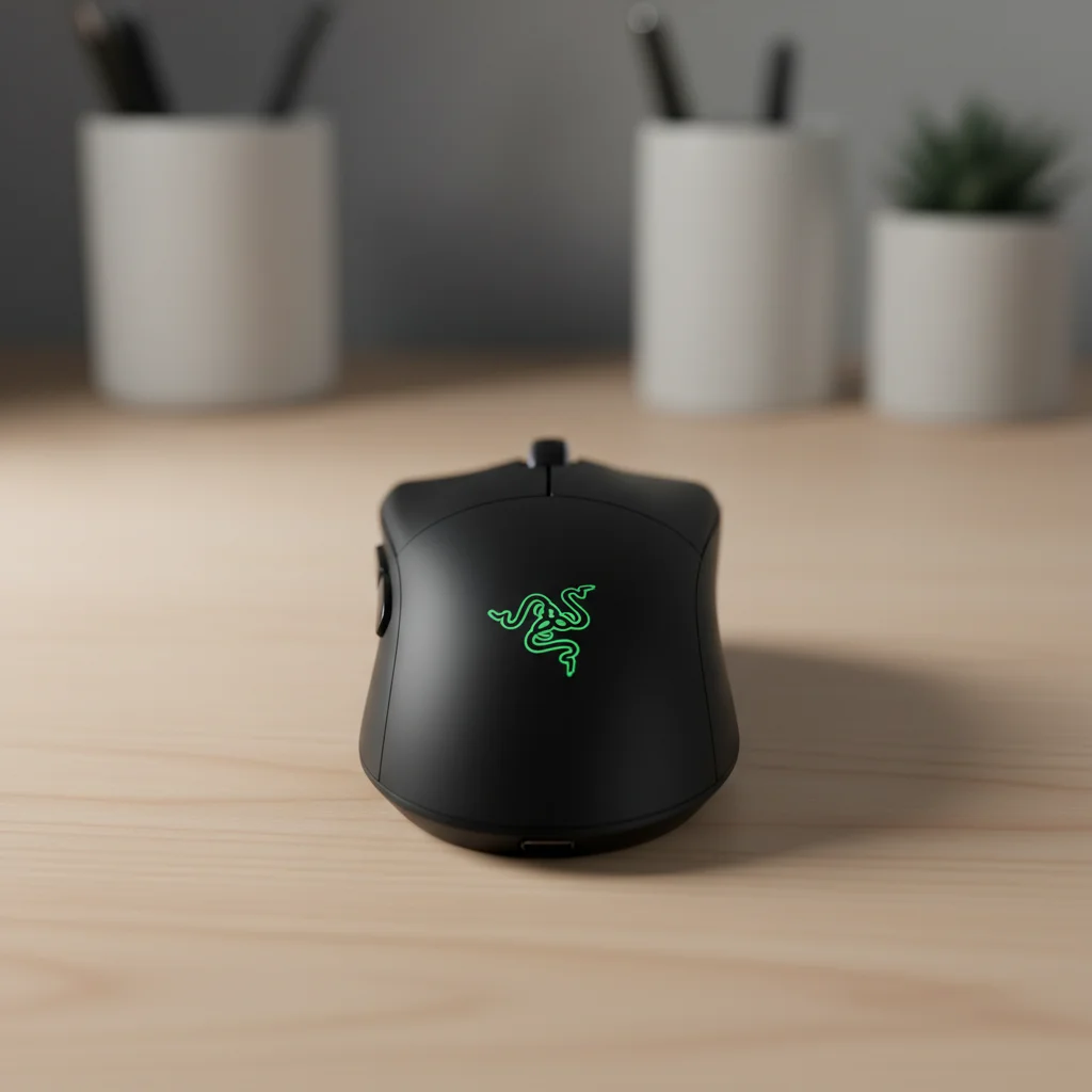 A sleek, top-down studio shot of the black Razer Viper V3 Pro wireless gaming mouse, highlighting its minimalist design and subtle RGB logo.