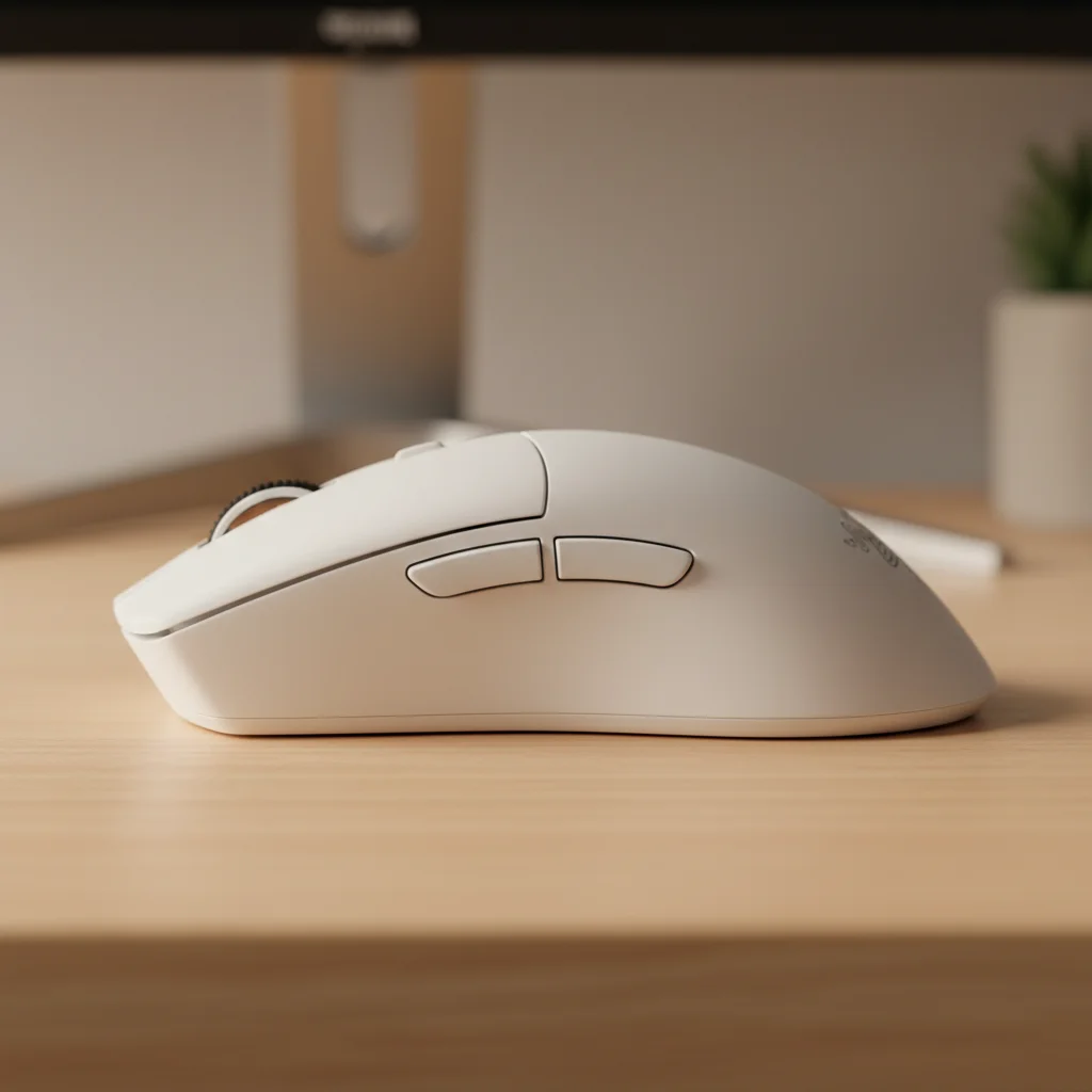 A side-profile shot of the Razer Viper V3 Pro gaming mouse, showcasing its ergonomic contours, subtle textured matte finish, and well-placed side buttons.