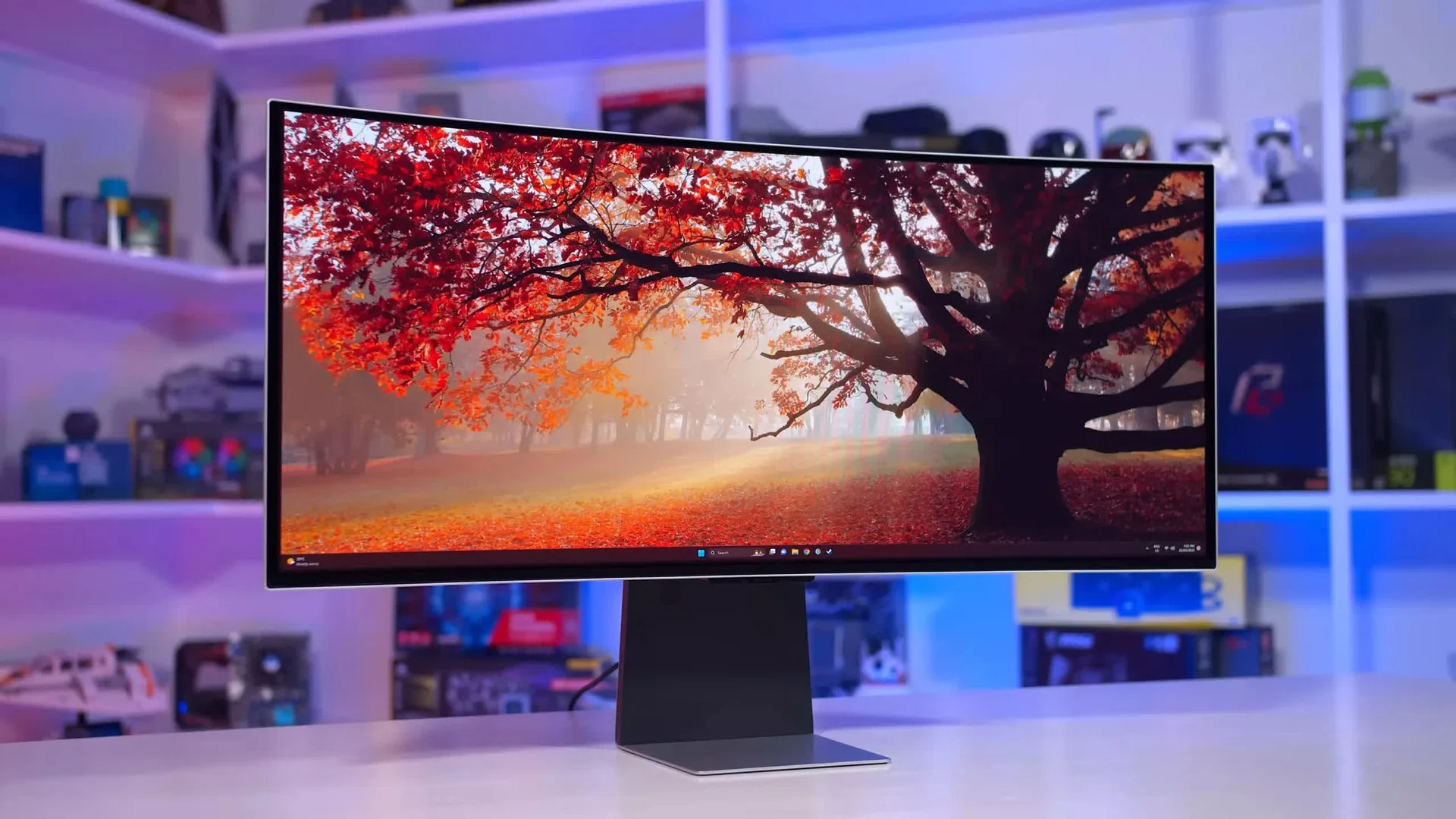 LG UltraGear 34GP950G-B curved gaming monitor in a home office environment