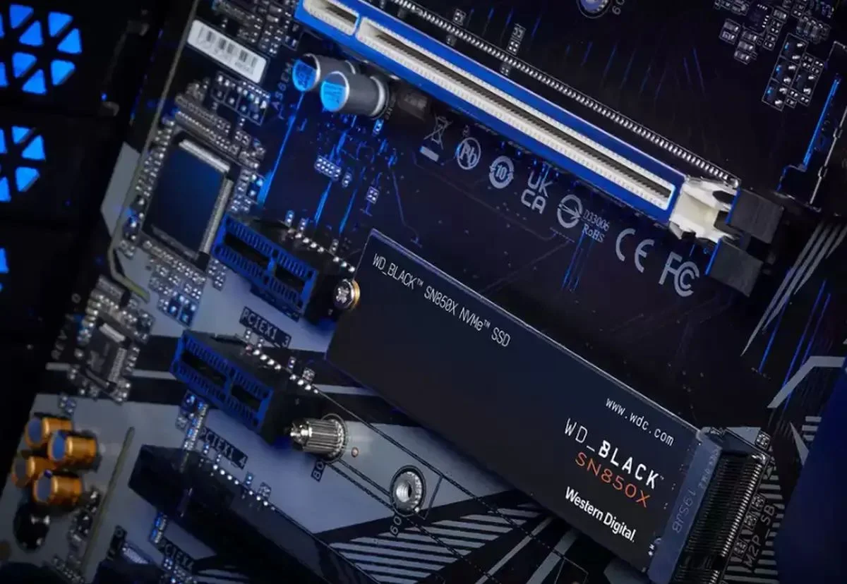 An external SSD with a rugged, water-resistant aluminum casing.